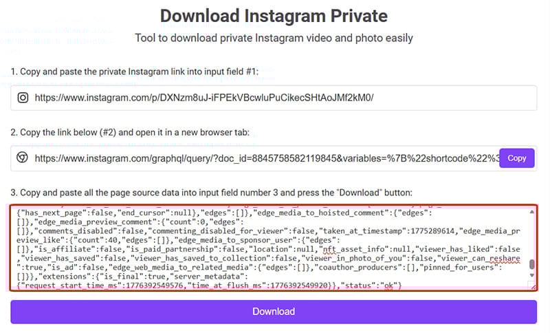 Paste all source code into savethevideo