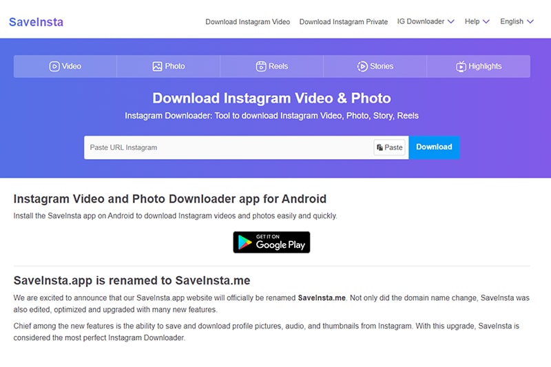 SaveInsta: Instagram Downloader